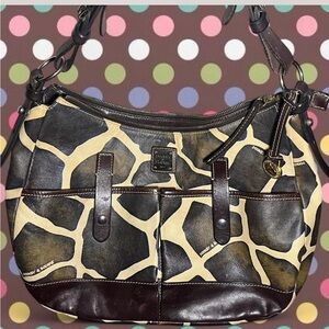 Dooney & Bourke Safari Print Shoulder Bag - Brown and Cream